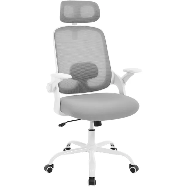 Klarven Bureaustoel Lichtgrijs Mesh Lightgrey - Ergonomische Bureaustoel - Bureaustoel Ergonomisch - Bureaustoelen - Office Chair - Verstelbare lumbale steun en neksteun, 3D-armleuningen - Draagvermogen 150 kg - B63,5xd50xh117,5cm