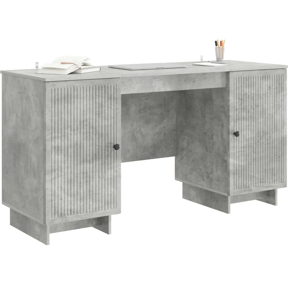 vidaXL Bureau Betongrijs Bewerkt hout 142,5 x 50 x 75 cm