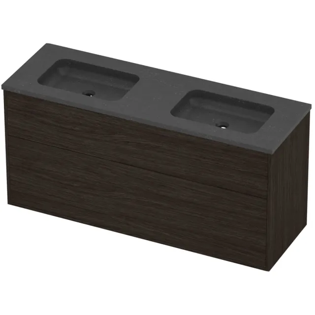 Proline Rollo Badmeubelset Hardsteen Elegant Dubbel 140x46x67 cm Blue Stone Mokka Oak Eiken