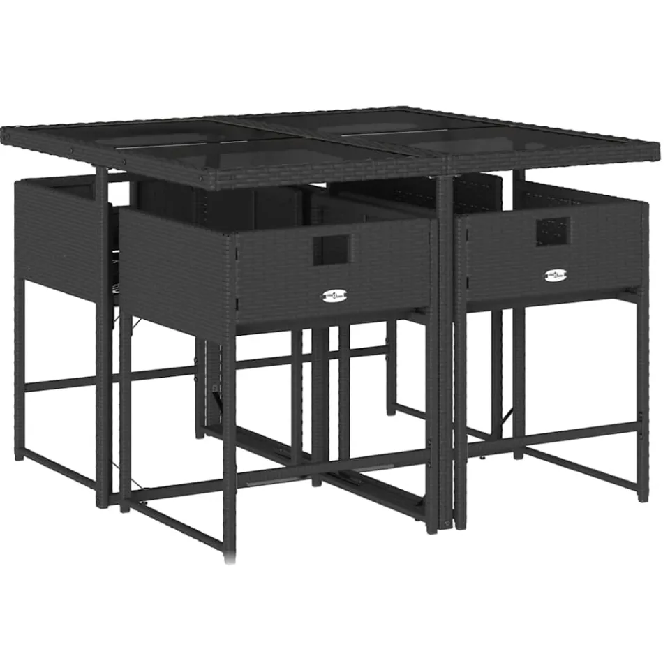 vidaXL 5-delige Tuinset met kussens poly rattan zwart, foto 4