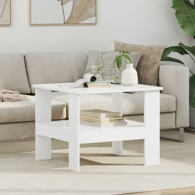 vidaXL Salontafel Wit 57 x 55 x 45 cm Bewerkt hout, foto 2