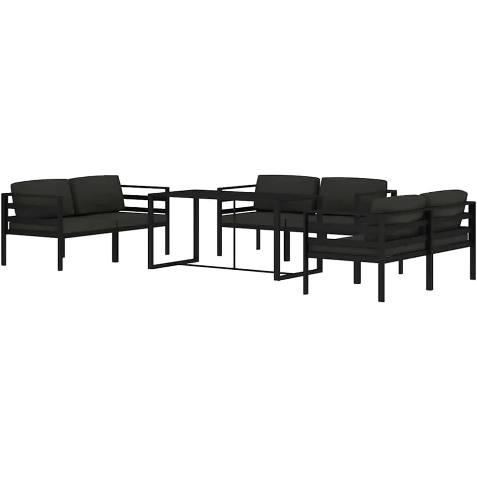 vidaXL 7-delige Loungeset met kussens aluminium antracietkleurig Anthraciet