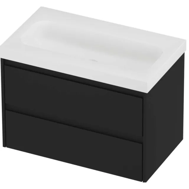 Proline Haga Badmeubelset Polystone Mezza 80x46x58 cm Mat White Mat Zwart
