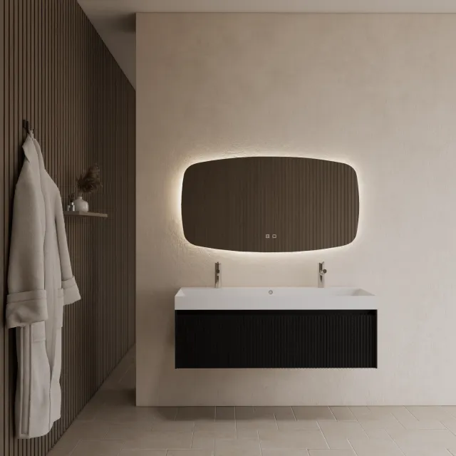 Gliss Design Badkamermeubel Gliss Design Timotheus 140 cm Black Veneer (Keuze Wastafel) Zwart