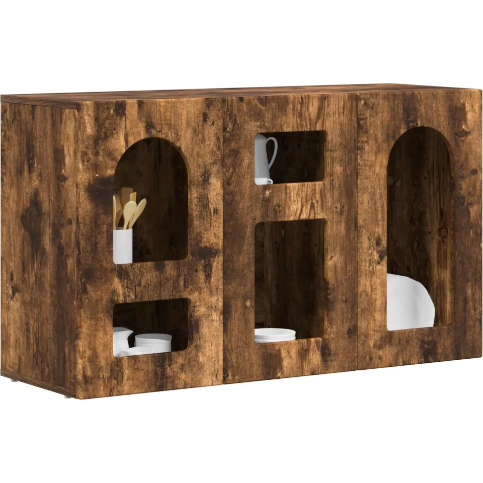 vidaXL Dressoir ELST Gerookt eiken 100 x 35 x 59 cm Bewerkt hout Bruin