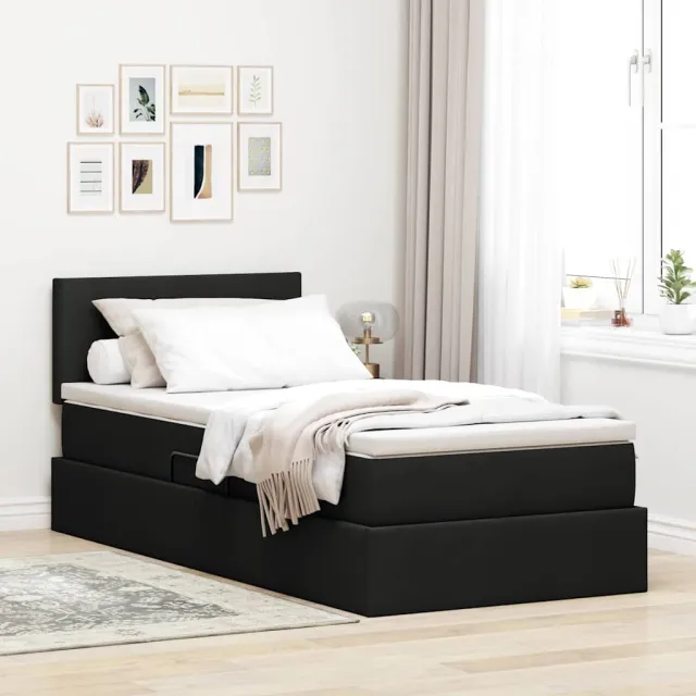 vidaXL LED Opslagbed met Matras Zwart 100 x 200 cm Stof