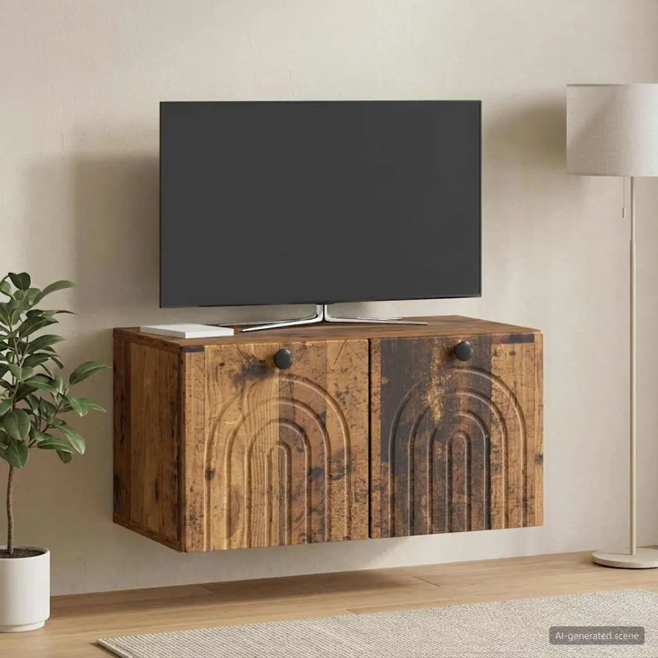 vidaXL Wandbeugel TV-kast Oud hout 59,5 x 31 x 30 cm Bewerkt hout bruin, foto 4