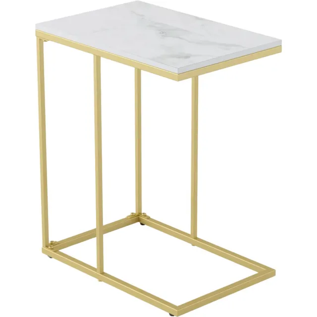 Happiq Salontafel Valora - Vierkante salontafel - Woonkamer - Marmerlook - Bijzettafel - Side table Wit