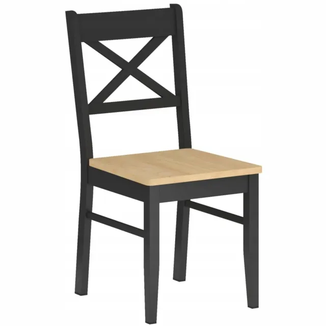 Furnitex K36-FX - Eetkamerstoel - Zwart - Naturel eiken zitting - Houten onderstel