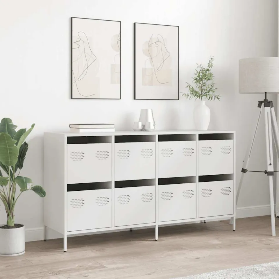 vidaXL Dressoir 135x39x73,5 cm koudgewalst staal wit, foto 3