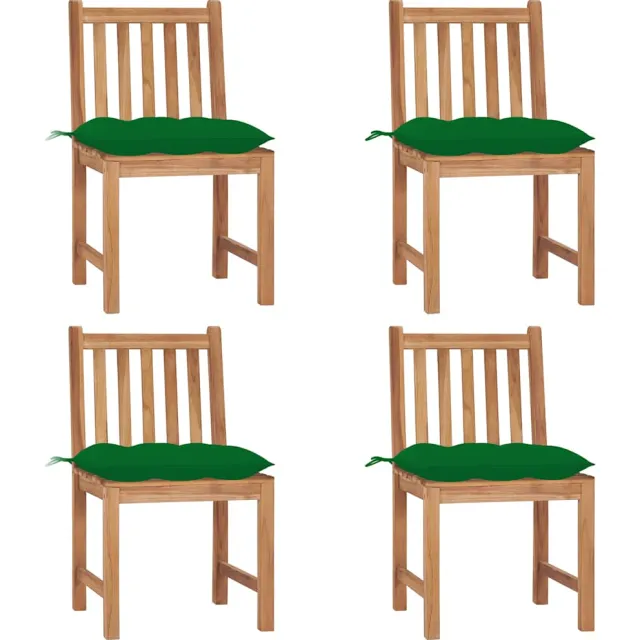 vidaXL Tuinstoelen 4 st met kussens massief teakhout Groen