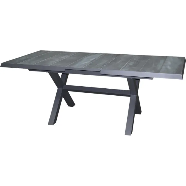 AVH-Collectie Noida uitschuifbare dining tuintafel 163-203x93xH76,5 cm met kruispoot aluminium antraciet