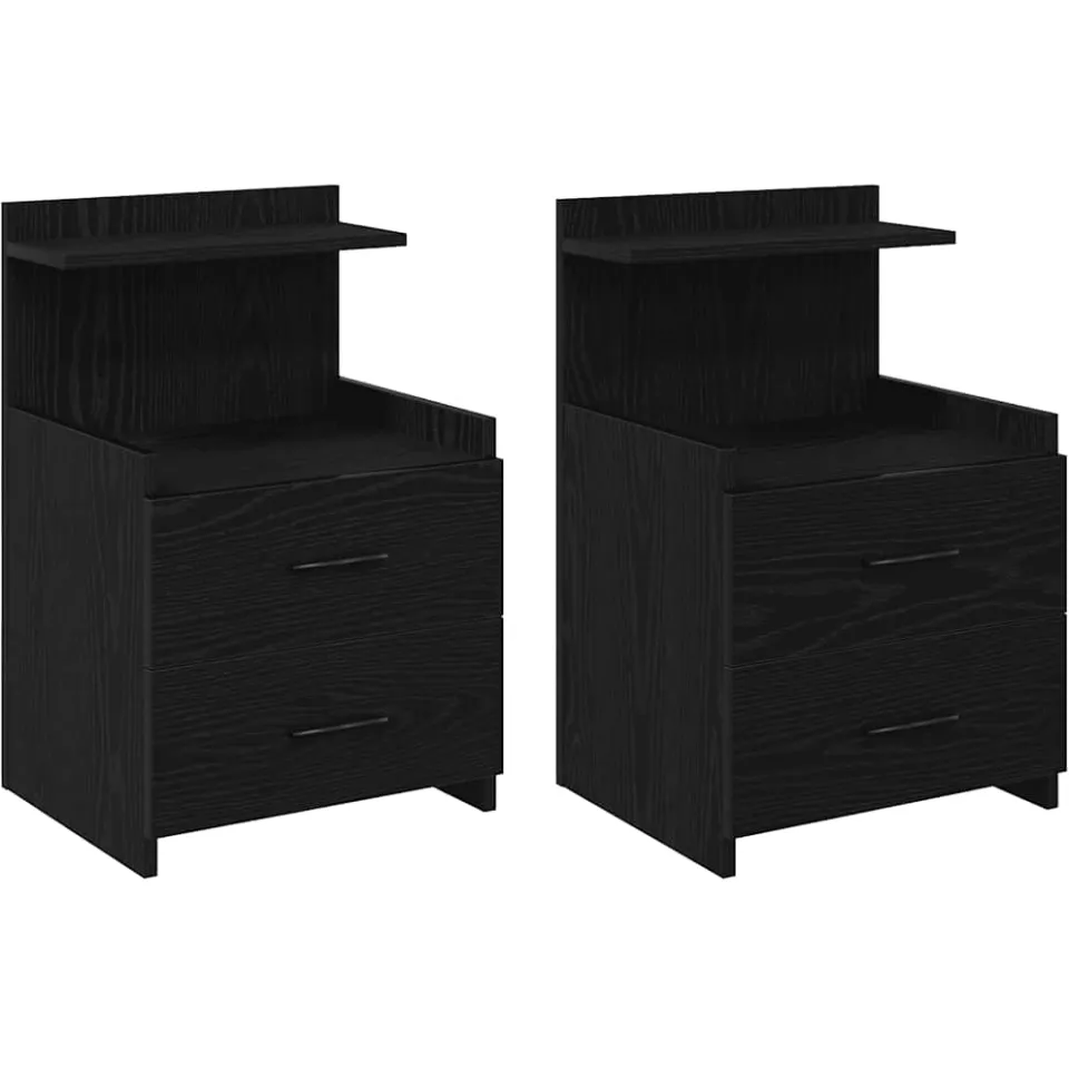 vidaXL Nachtkastjes 2 st met 2 lades zwart 40x36,5x62 cm, foto 3
