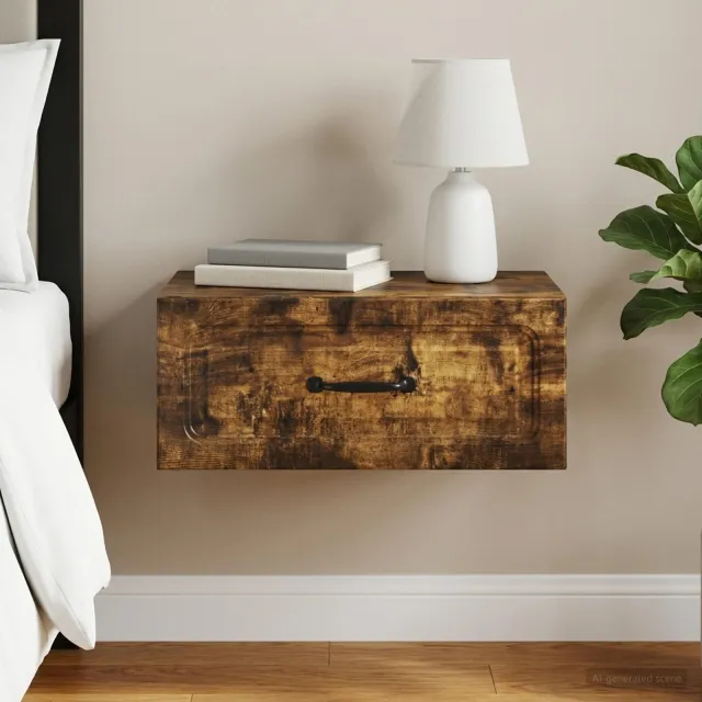 vidaXL Wandbeugel Bedkast Gerookt eiken 49 x 34,5 x 20 cm Bewerkt hout, foto 2