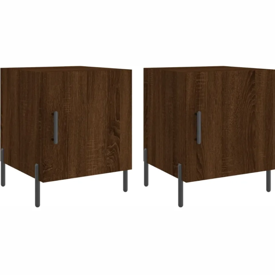 vidaXL Nachtkastjes 2 st 40x40x50 cm bewerkt hout bruin eikenkleur, foto 3