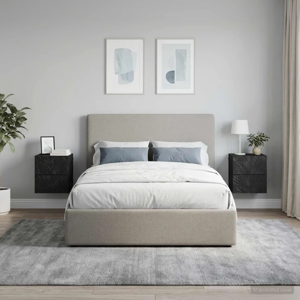 vidaXL Wandbeugel Bedkast 2 st Zwart 34,5 x 33 x 40 cm Bewerkt hout