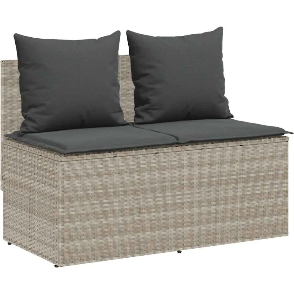 vidaXL 3-delige Tuinset met kussens poly rattan lichtgrijs grijs, foto 4