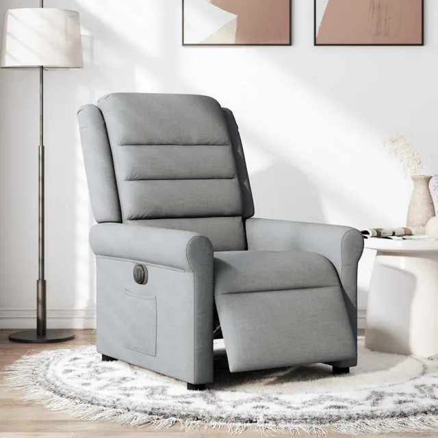 vidaXL Fauteuil elektrisch verstelbaar stof lichtgrijs