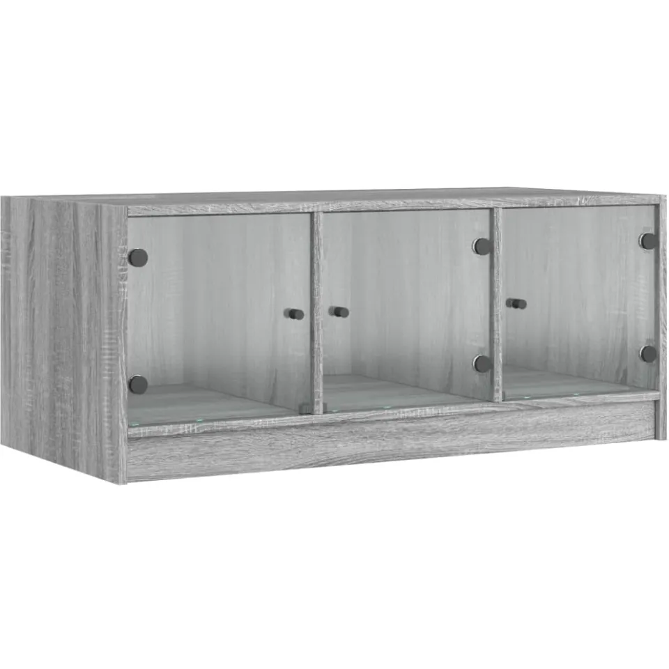 vidaXL Salontafel met glazen deuren 102x50x42 cm grijs sonoma eiken