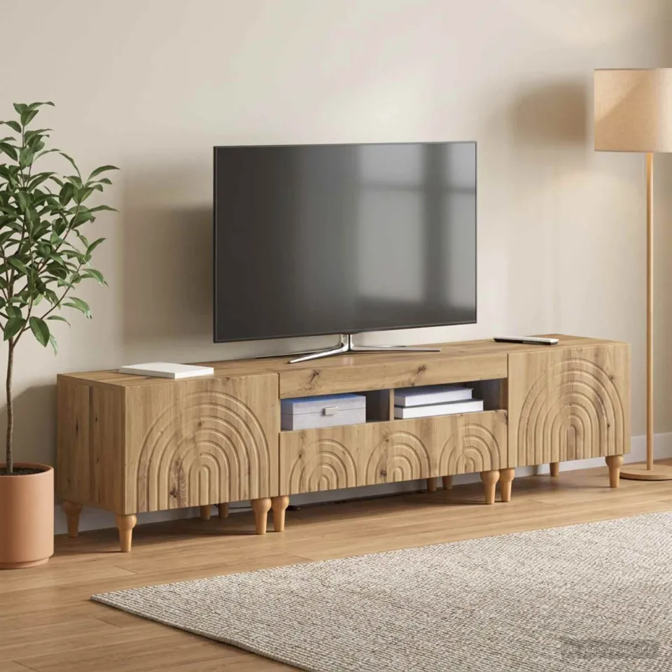 vidaXL 3-delige LED TV-kast Artisanaal eiken Bewerkt hout, foto 3
