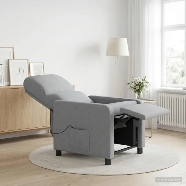 vidaXL Massage Recliner Lichtgrijs Polyester