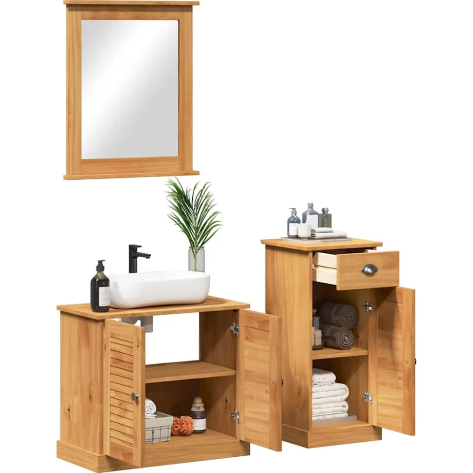 vidaXL Badkamermeubelset VIGO 3 st Honingbruin 37.5 x 34 x 80 cm bruin, foto 3