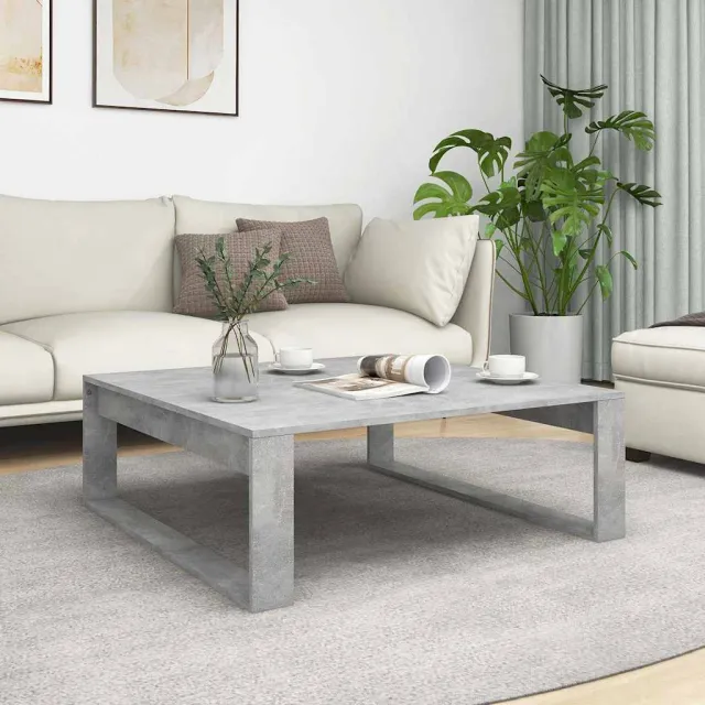 vidaXL Salontafel 100x100x35 cm bewerkt hout betongrijs grijs, foto 2
