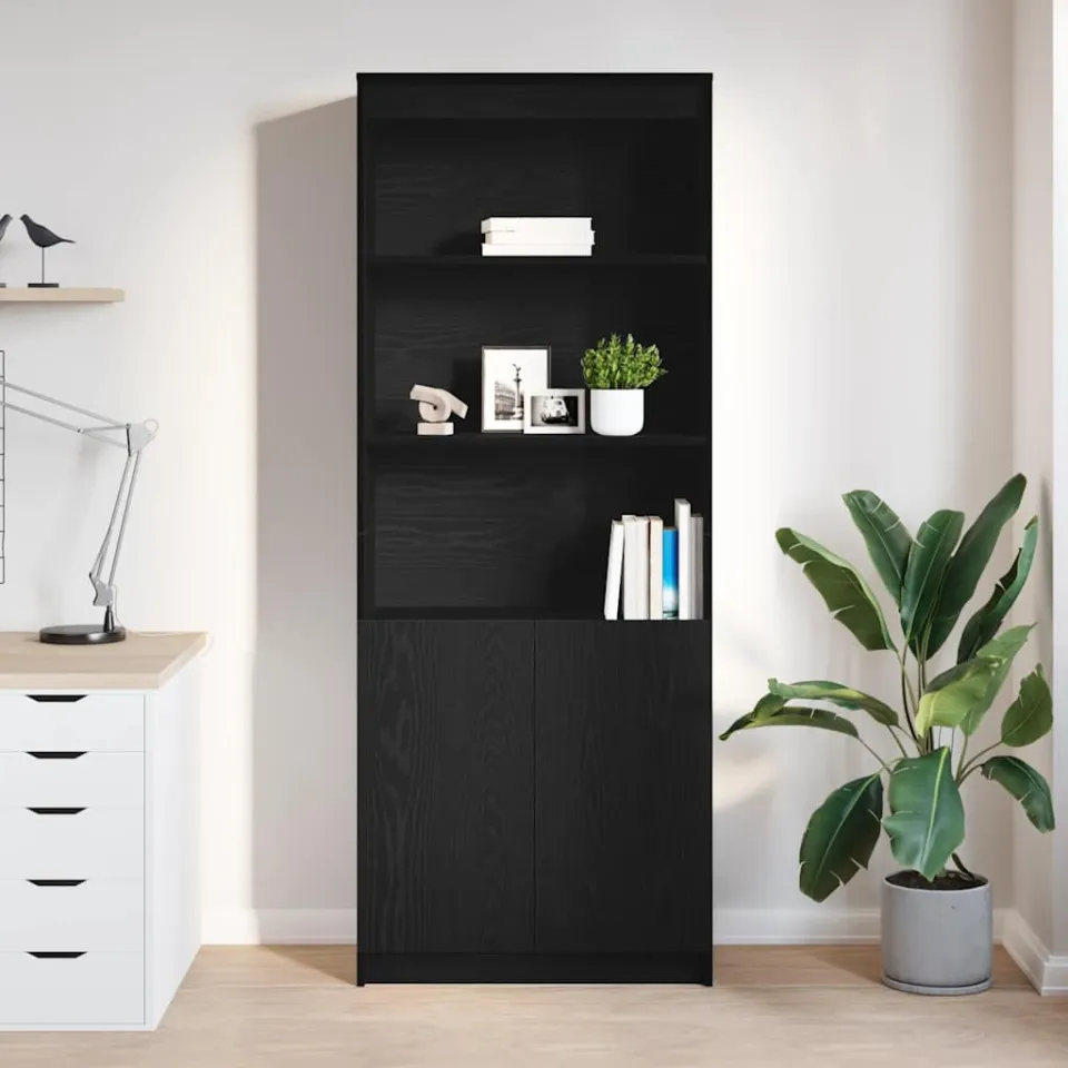 vidaXL Highboard 70x35x180 cm spaanplaat zwart eikenkleurig, foto 3