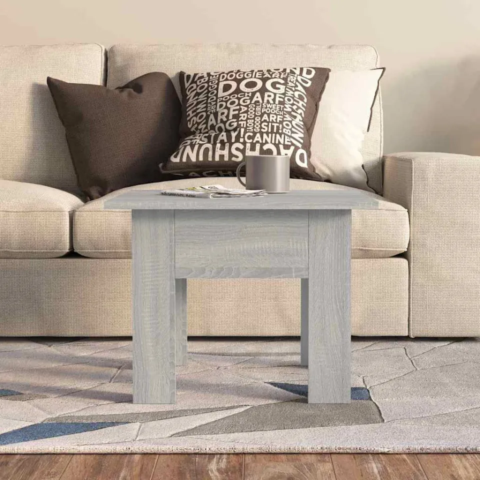 vidaXL Salontafel 55x55x42 cm bewerkt hout grijs sonoma eikenkleurig