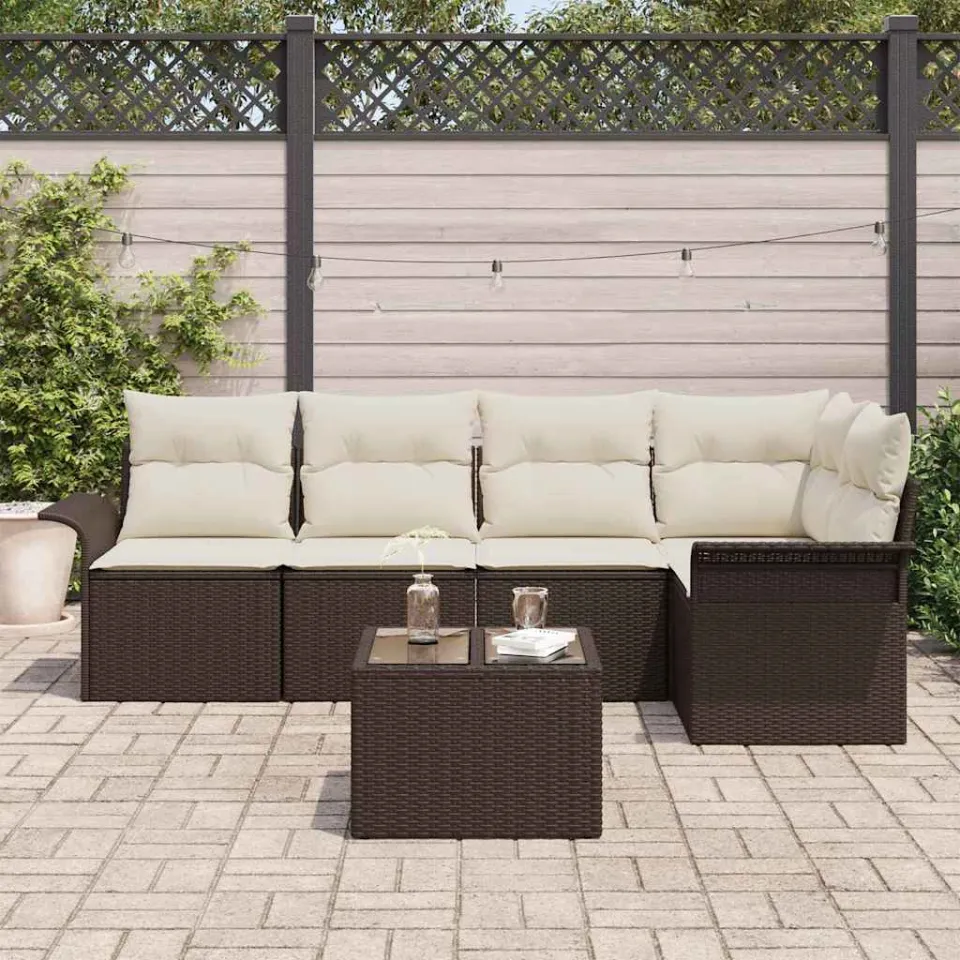 vidaXL Tuin Sofa Set 6 st Bruin poly rattan, foto 3