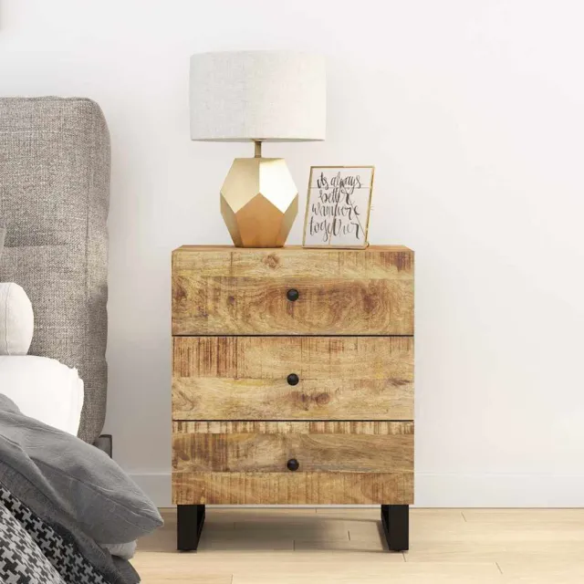 vidaXL Nachtkastje 50x33x62 cm massief mangohout en bewerkt hout bruin, foto 2