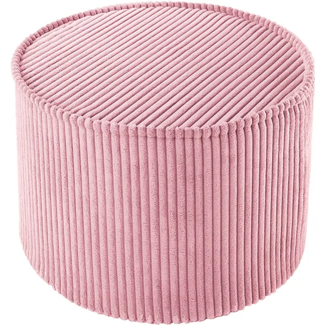 Wigiwama Corduroy Pouffe / Poef - Ø40x25cm - Pink Mousse roze