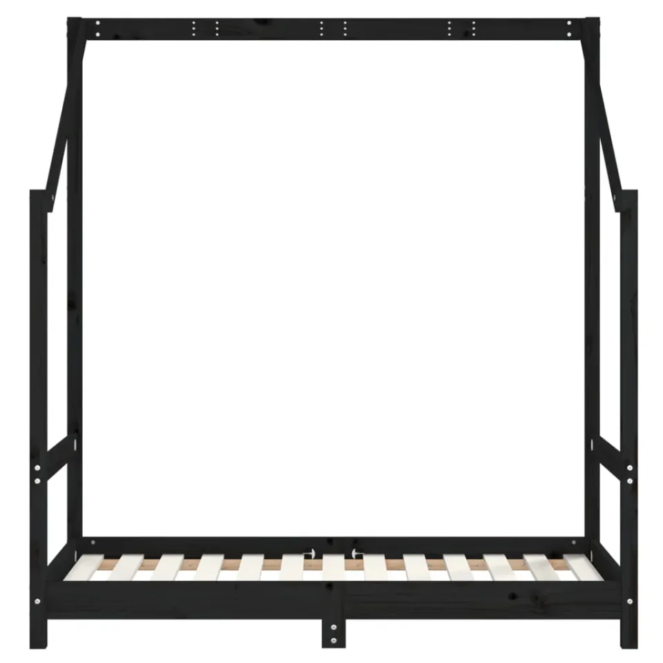 vidaXL Kinderbedframe 70x140 cm massief grenenhout zwart, foto 3