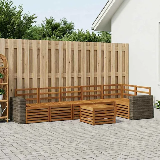 vidaXL Buiten bankenset 7 st 6-zits Naturel Massief Acaciahout