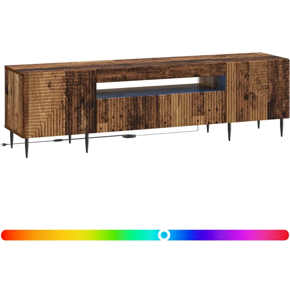 vidaXL LED tv-meubel HAARLEM 153 x 35 x 43 cm Oud hout Bewerkt hout Bruin