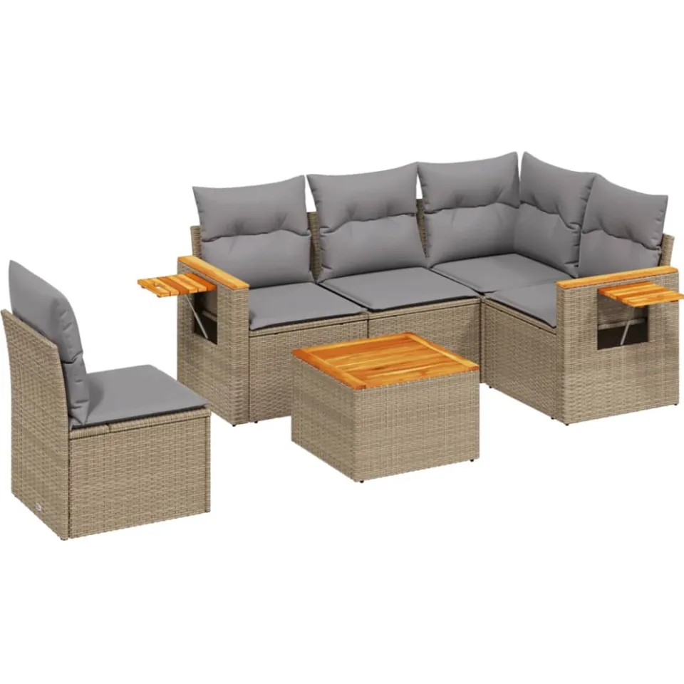 vidaXL Patio Sofa Set 5-zits Beige and Grey
