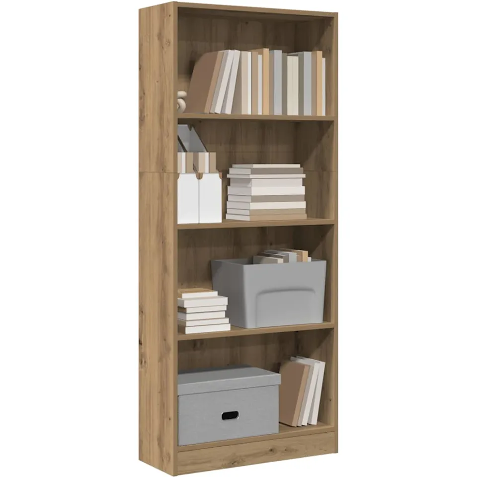 vidaXL Boekenkast 60x24x143 cm bewerkt hout artisanaal eikenkleurig Bruin