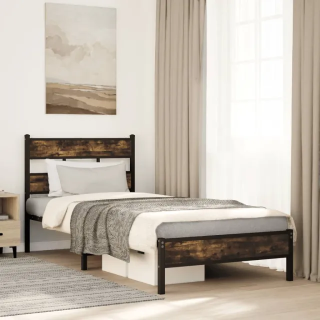 vidaXL Bedframe met hoofdbord zonder matras sonoma eiken 80x200 cm Bruin