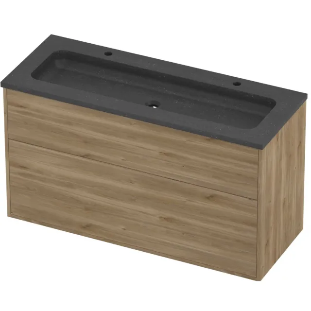 Proline Rollo Badmeubelset Hardsteen Elegant In Kader 120x46x67 cm Blue Stone Cider Oak Eiken