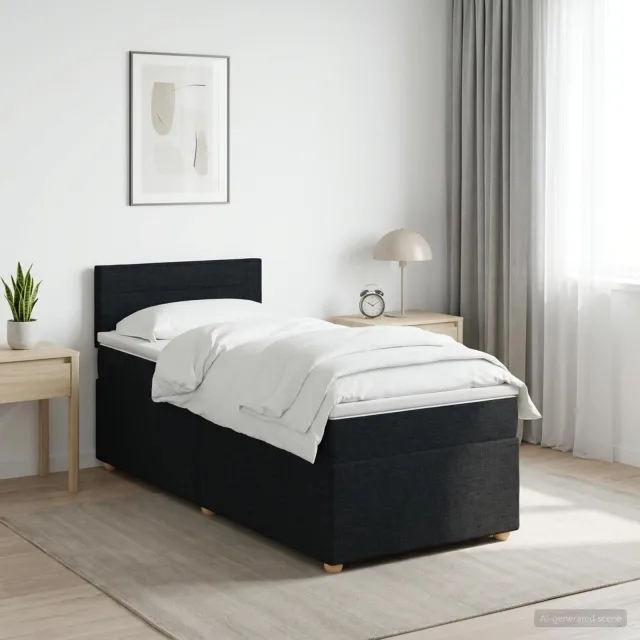 vidaXL Boxspringbed met matras met hoofdeinde Zwart 80 x 200 cm Stof