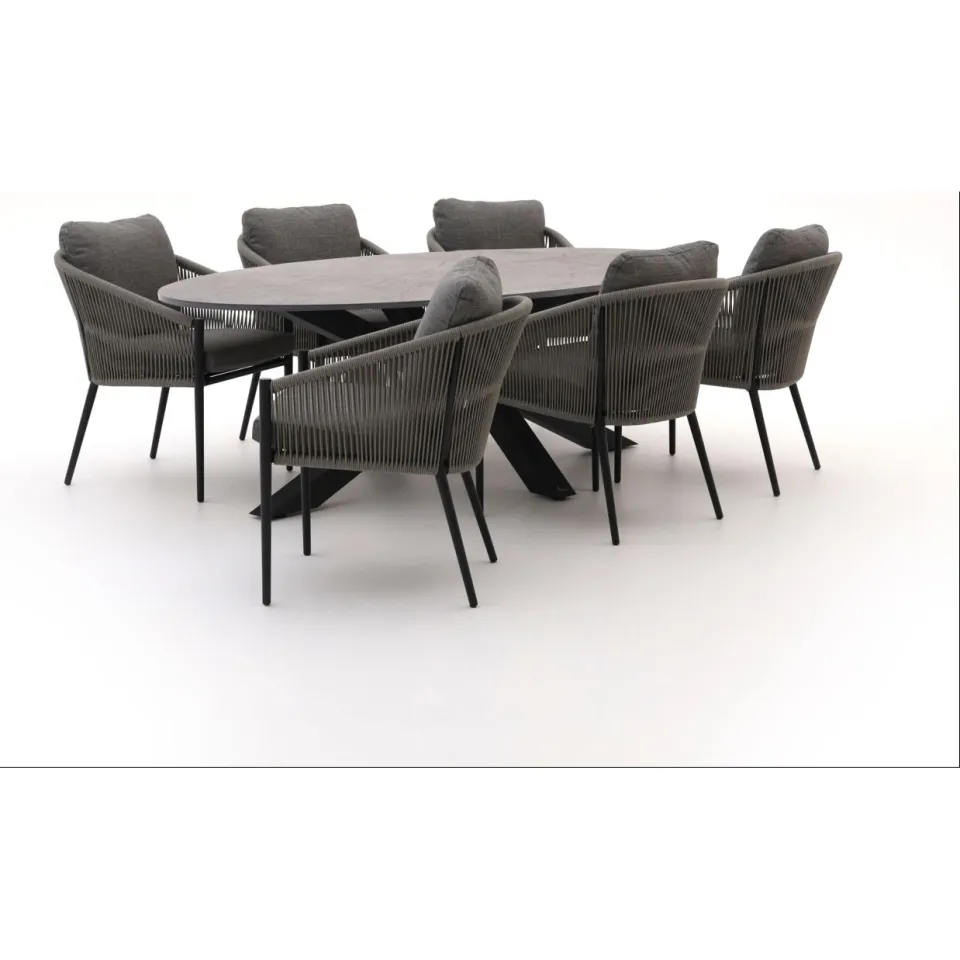 Bellagio tuinmeubelen Bellagio Mineo/Induno Ellips 240cm dining tuinset 7-delig grijs, foto 5