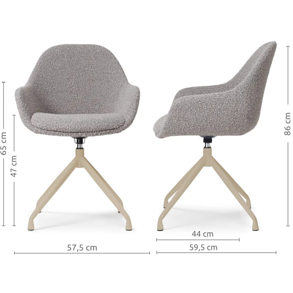 Nolon Nola-Mae draaibare eetkamerstoel bouclé taupe - beige onderstel, foto 2
