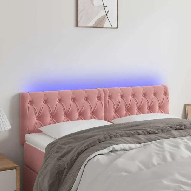 vidaXL Hoofdbord LED 160x7x78/88 cm fluweel roze