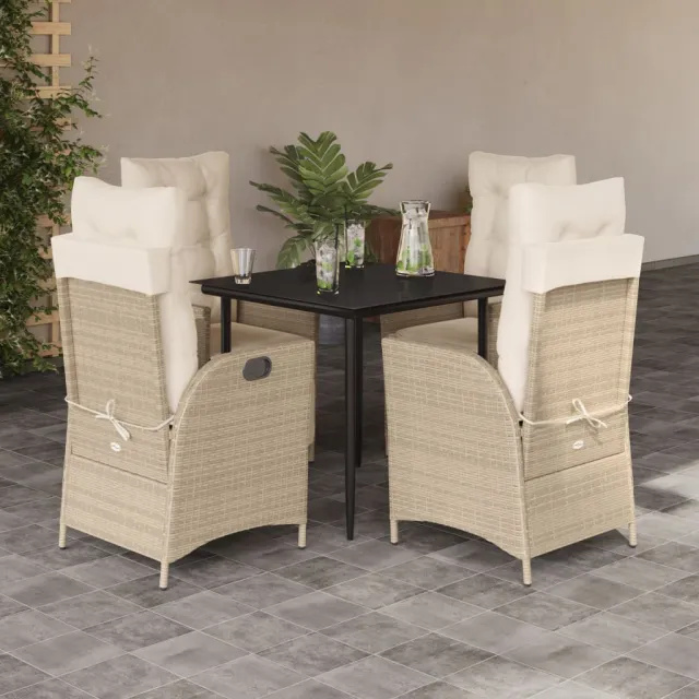vidaXL 5-delige Tuinset met kussens poly rattan beige, foto 2