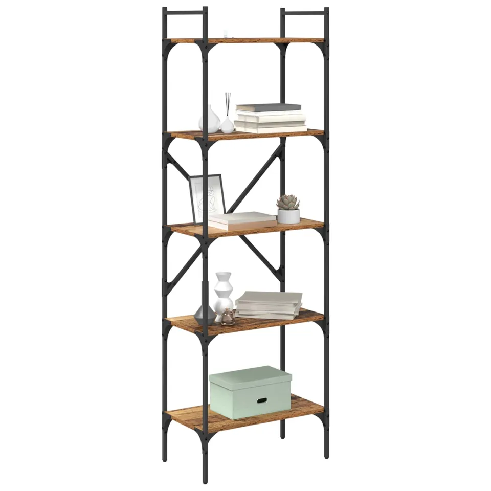 vidaXL Boekenkast 5-laags 56 x 32 x 174 cm Bewerkt hout Oud Hout Bruin