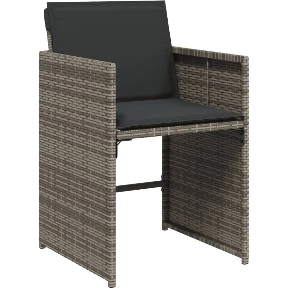 vidaXL 11-delige Tuinset met kussens poly rattan grijs, foto 4