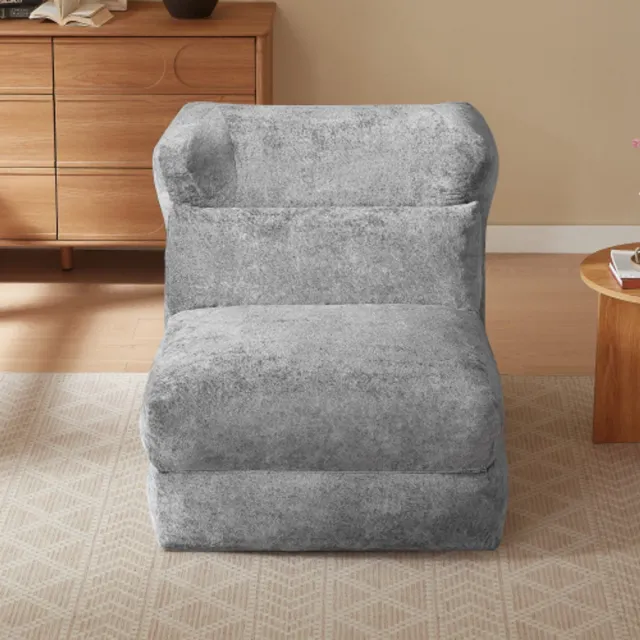 in& out door furniture Fashion design chenille relaxfauteuil, uniek ontwerp, geschikt voor woonkamer en slaapkamer, kan worden omgezet van een enkele fauteuil naar een ligstoel Grijs