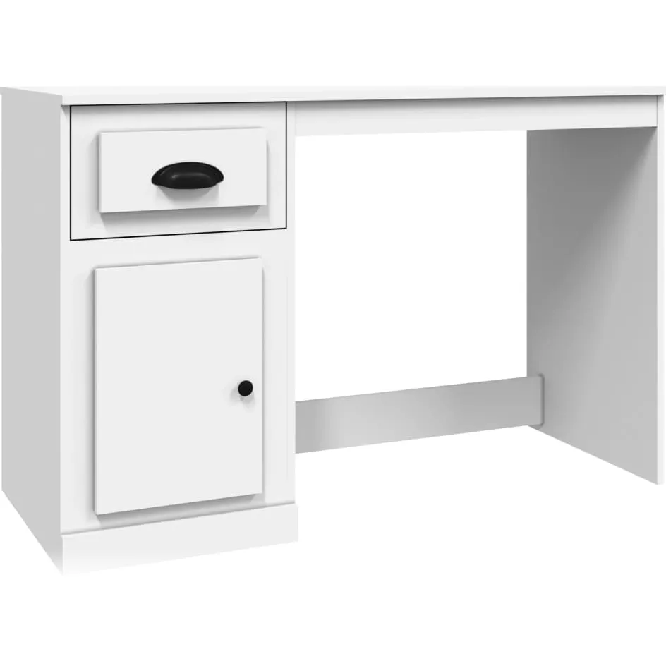 vidaXL Bureau met lade 115x50x75 cm bewerkt hout wit