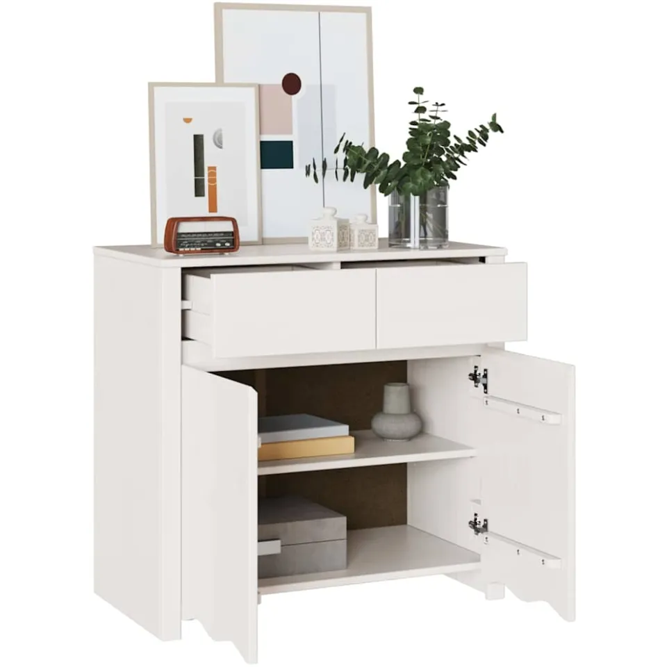 vidaXL Dressoir Drammen Wit 79 x 43 x 75.5 cm Massief grenenhout