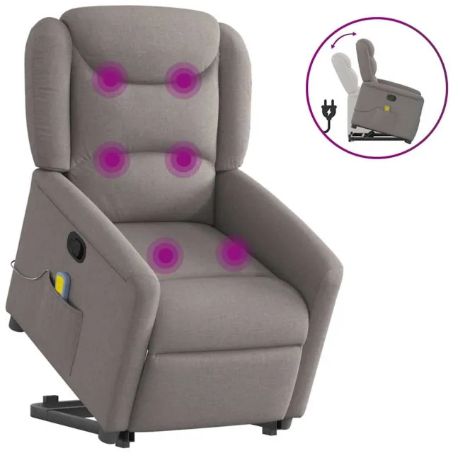 vidaXL Sta-op-massagestoel - verstelbaar - stof - taupe